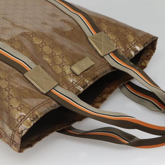 GUCCI GG Crystal Tote Bag Coated Canvas Gold - Picture 6 of 13